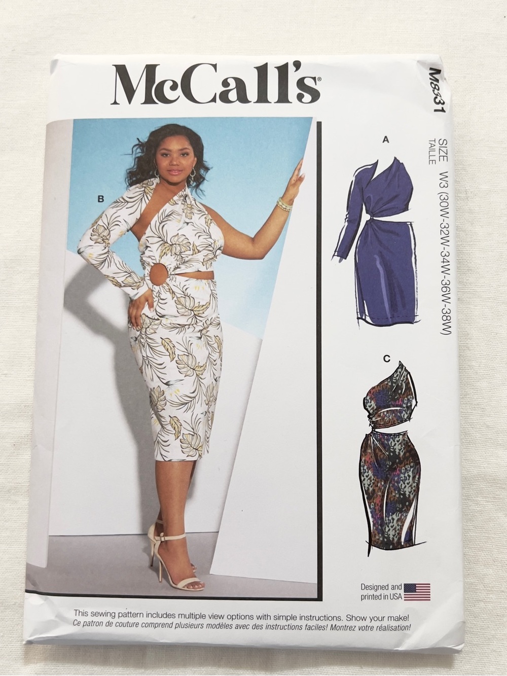 McCall’s M8331 Sewing Pattern | One Shoulder Cutout Dress Knit Bodycon